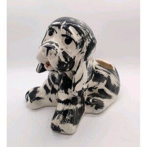 Vintage Ceramic Cocker Spaniel Dog Planter Handpainted Puppy Stripes Decor